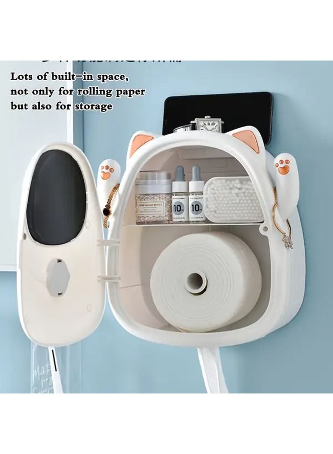 أبيض 56 مشهد صندوق ورق الحمام مع منظم تخزين من طابقين - Image 3